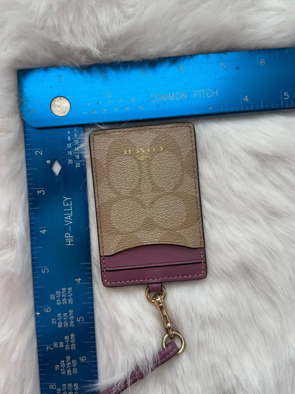 Coach Brown Signature Cardholder with Mauve Trim and Strap